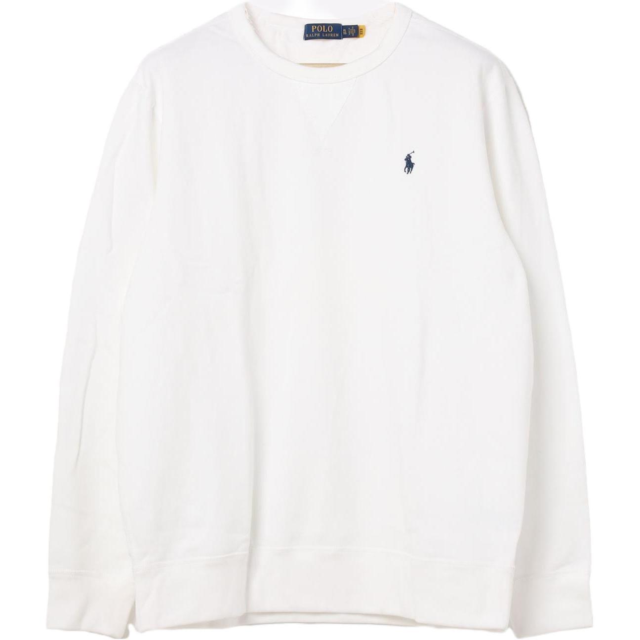 Ralph Lauren SS23 Fleece Solid Logo Crewneck Sweatshirt White MNPOKNI16820351-100