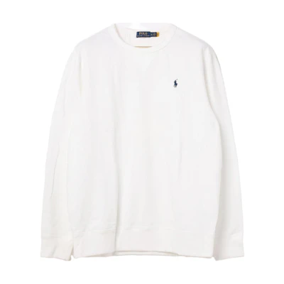 Ralph Lauren SS23 Fleece Solid Logo Crewneck Sweatshirt White MNPOKNI16820351-100