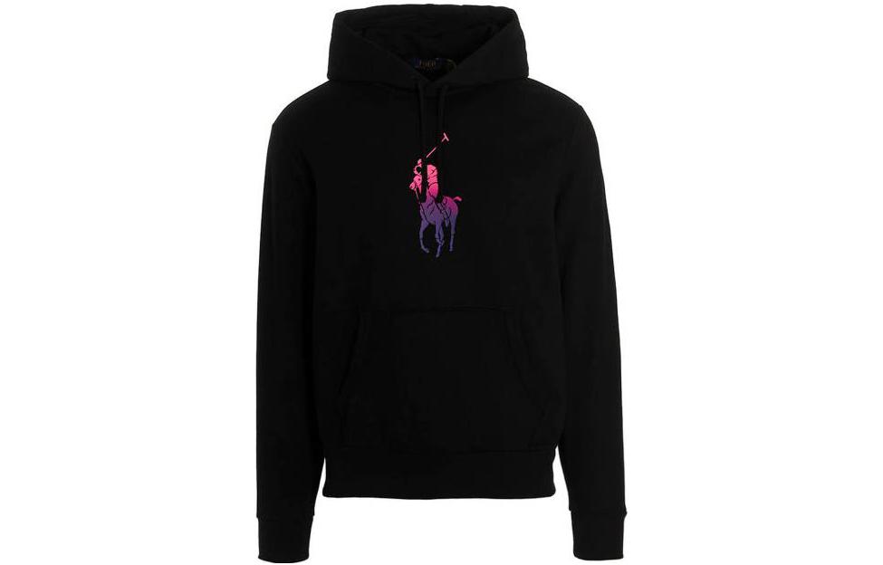 Ralph Lauren SS23 Gradient Logo Hoodie Black Long Sleeve Pullover 710890948-003