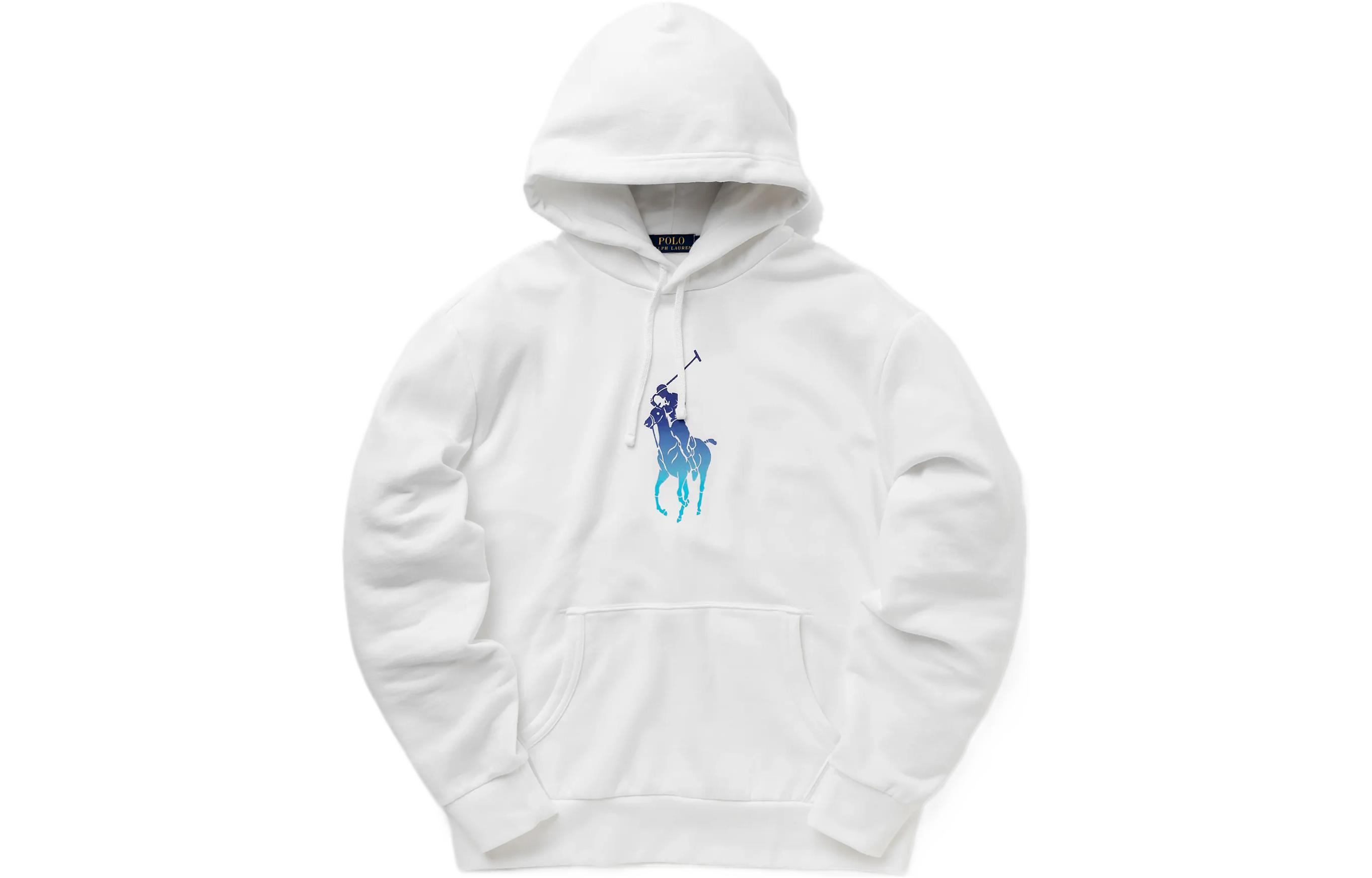 Ralph Lauren SS23 Gradient Logo Hoodie White Mens Pullover Sweatshirt 710890948-002