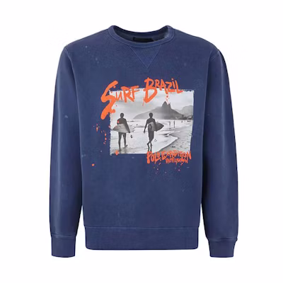 Ralph Lauren SS23 Graphic Print Crewneck Pullover Sweatshirt Blue 710904485-001