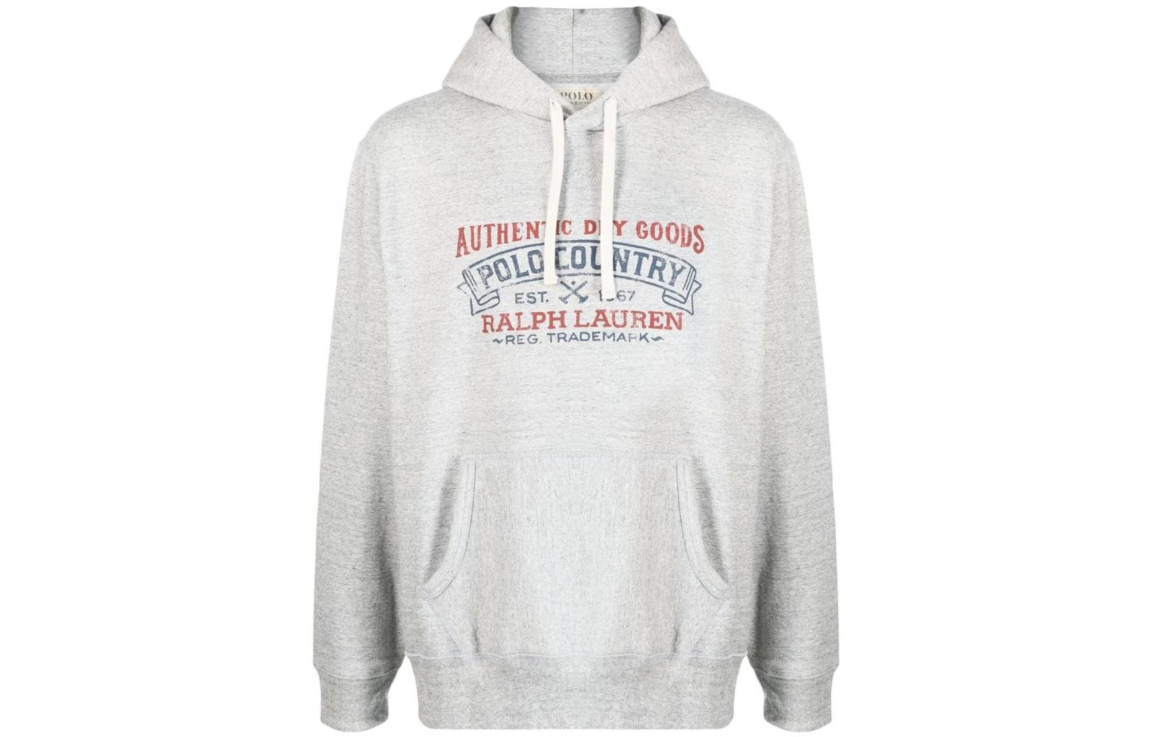 Ralph Lauren SS23 Gray Letter Print Pullover Hoodie for Men 710877552-004