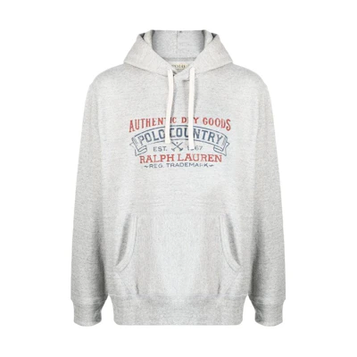 Ralph Lauren SS23 Gray Letter Print Pullover Hoodie for Men 710877552-004
