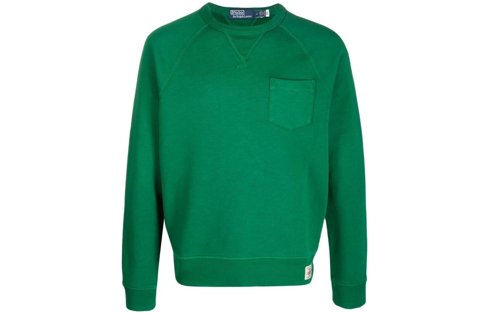 Ralph Lauren SS23 Green Crewneck Pullover Sweatshirt with Pocket 710890866-002