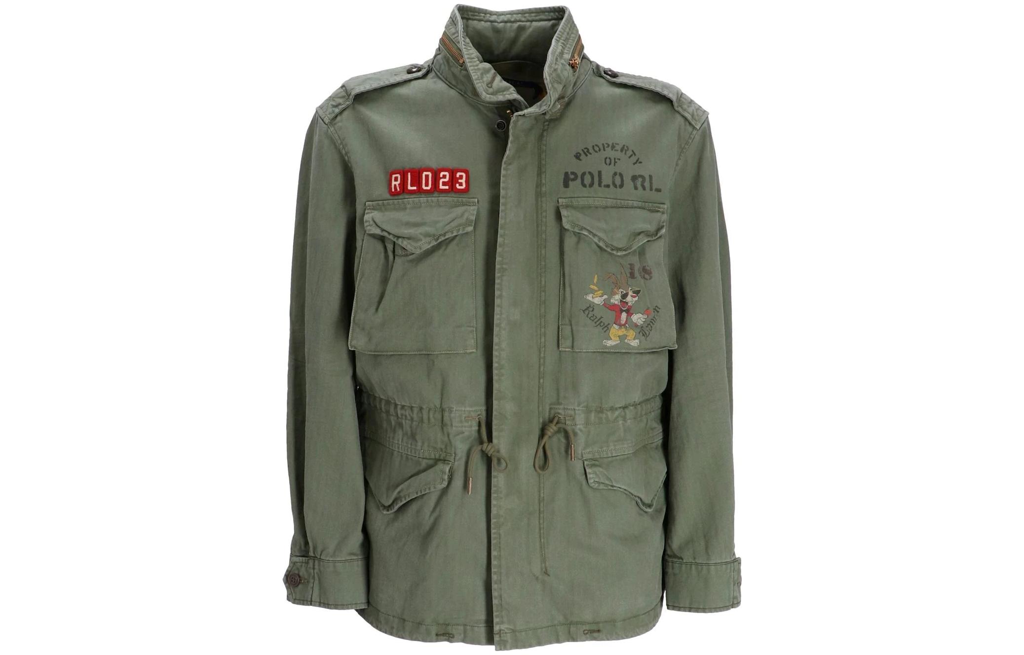 Ralph Lauren SS23 Green Letter Print Belted Drawstring Jacket for Men 710897277-001