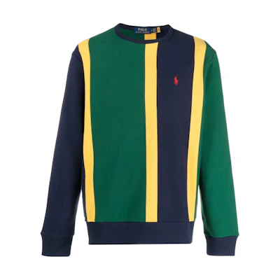 Ralph Lauren SS23 Green Striped Sweatshirt with Logo Embroidery 710870137-001