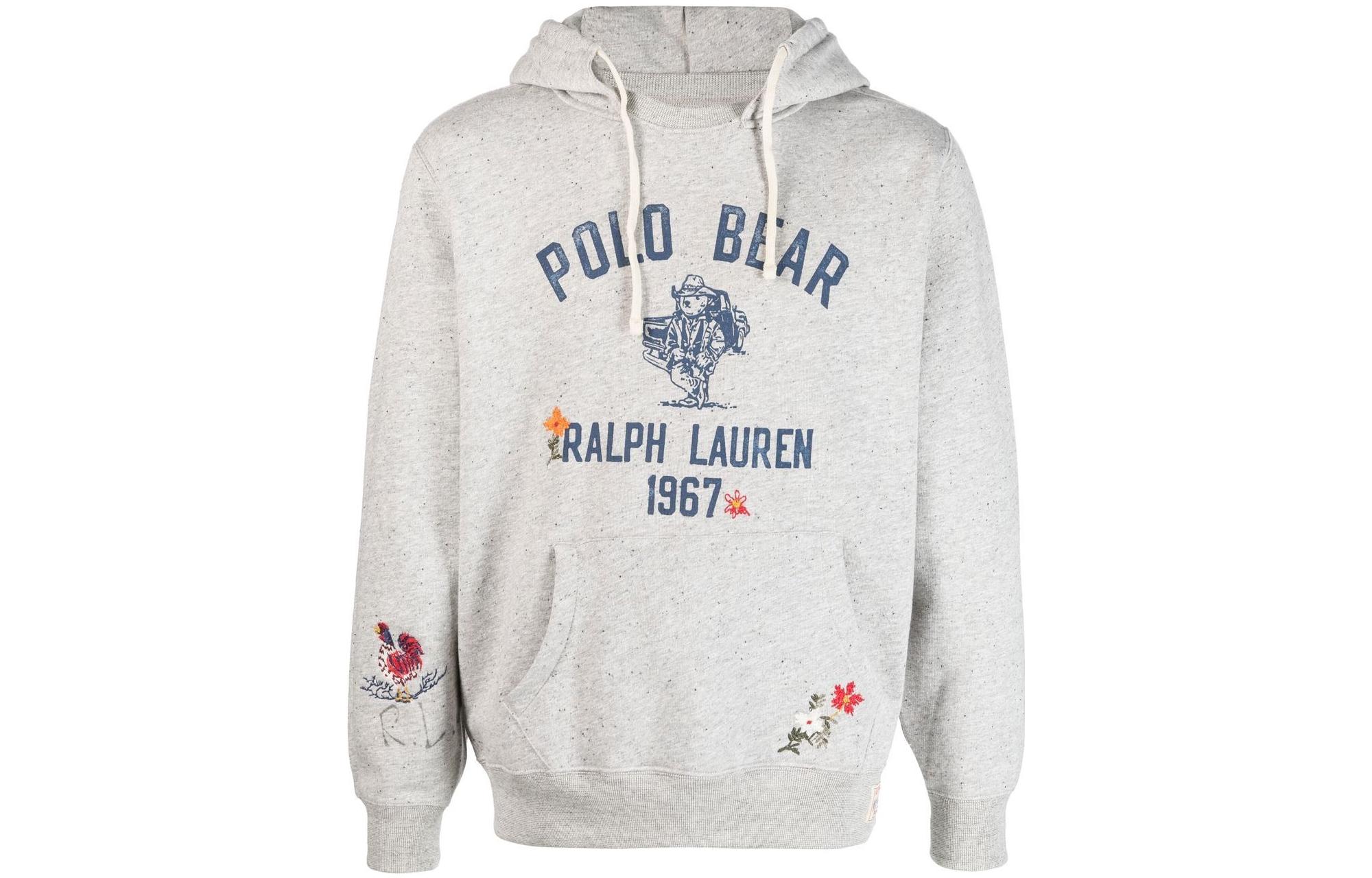Ralph Lauren SS23 Grey Floral Embroidered Logo Hoodie 710900829-001