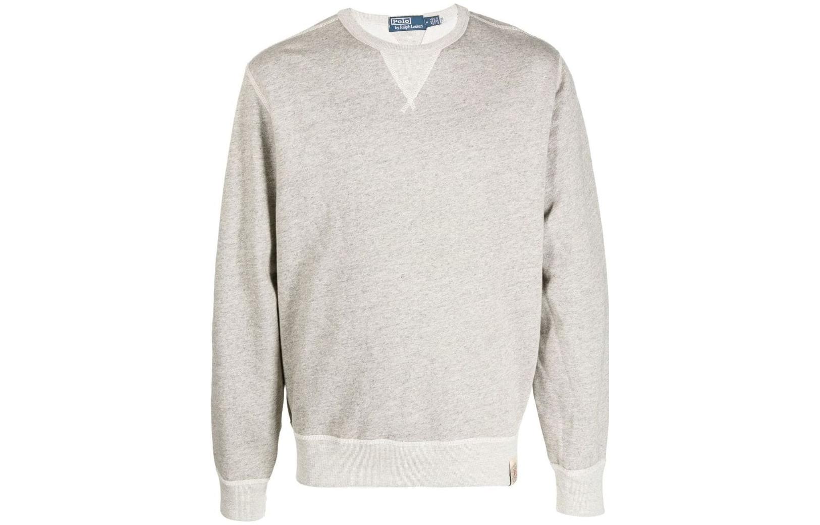 Order Ralph Lauren SS23 Crewneck Sweatshirt Abu-Abu Logo Patch 710907252-002