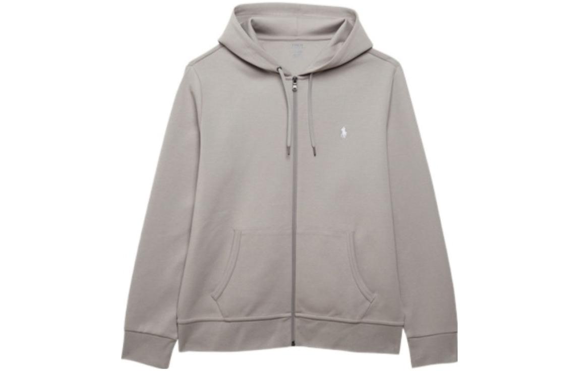 Ralph Lauren SS23 Grey Solid Embroidered Logo Zip-Up Hoodie 710881517-021