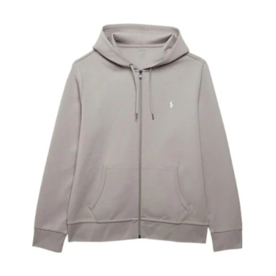 Ralph Lauren SS23 Grey Solid Embroidered Logo Zip-Up Hoodie 710881517-021