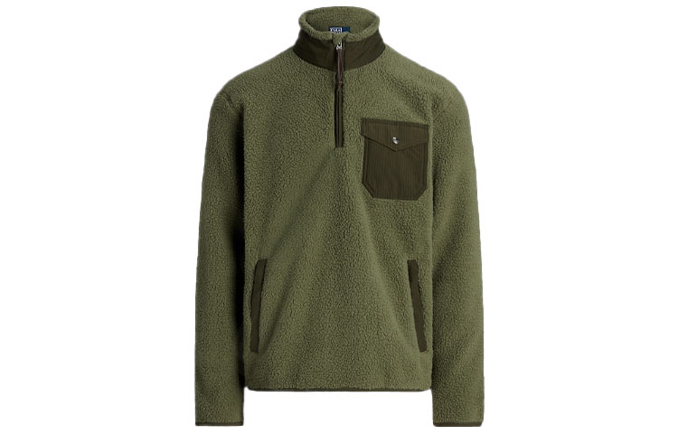 Ralph Lauren SS23 Half-Zip Pullover Long-Sleeve Sweatshirt Army Green MNPOKNI16822680-310