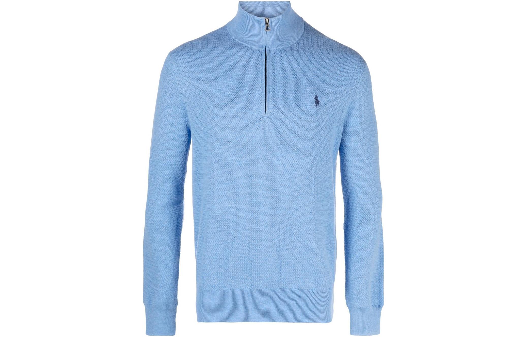 Ralph Lauren SS23 Half-Zip Pullover Sweatshirt Blue with Logo Print 710890549-003