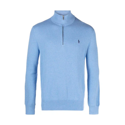 Ralph Lauren SS23 Half-Zip Pullover Sweatshirt Blue with Logo Print 710890549-003