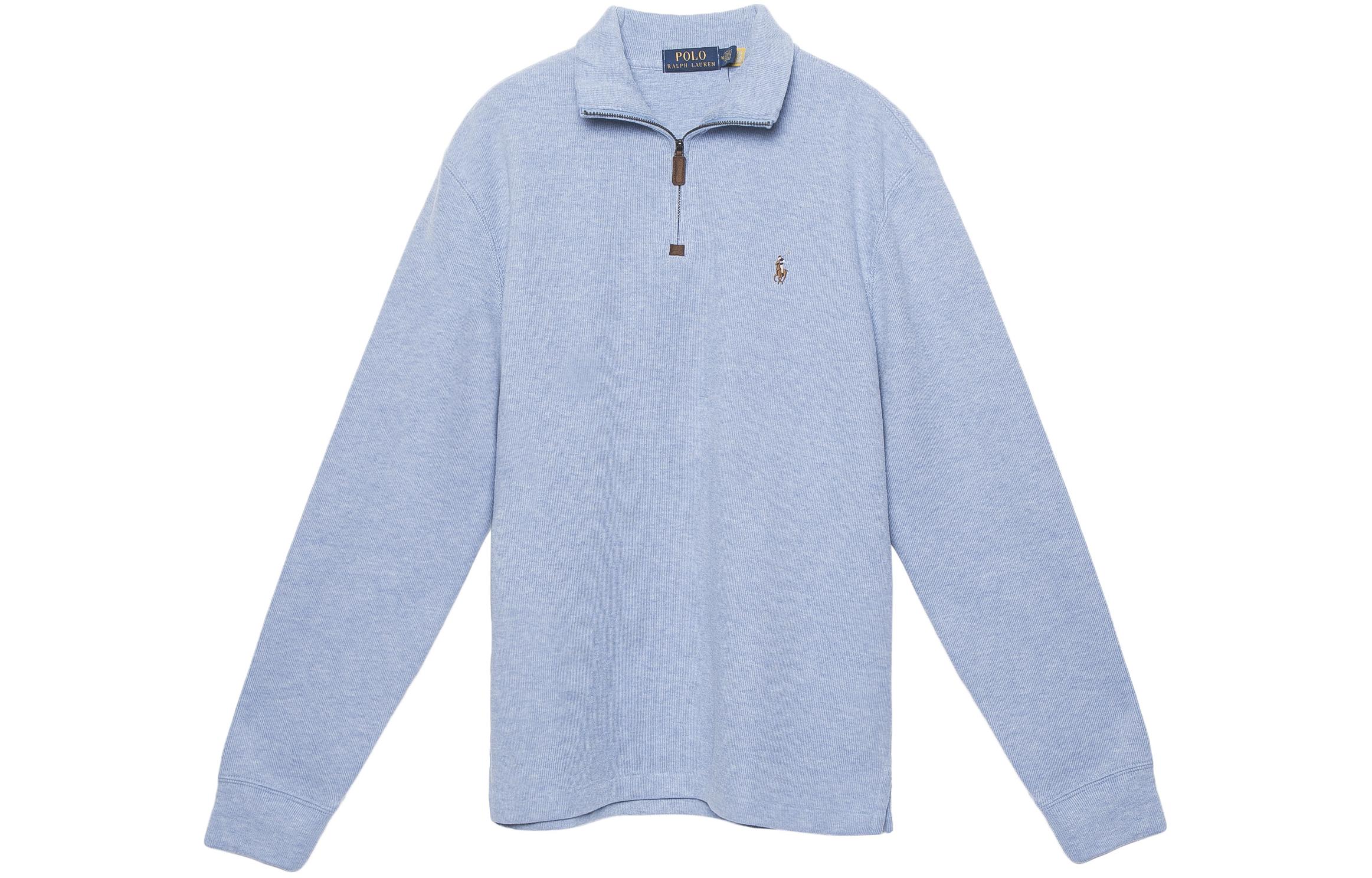 Ralph Lauren SS23 Half-Zip Solid Logo Embroidered Sweatshirt Blue 710857073-008