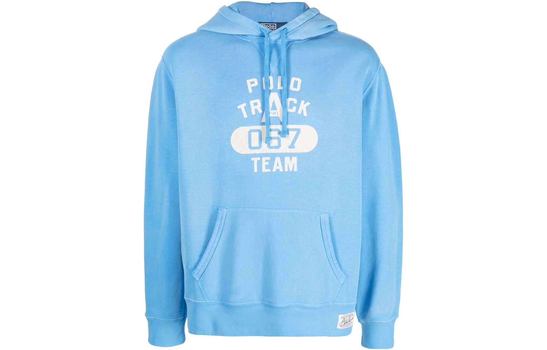 Ralph Lauren SS23 Letter Print Drawstring Hoodie Blue - Long Sleeve 710880825-001