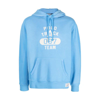 Ralph Lauren SS23 Letter Print Drawstring Hoodie Blue - Long Sleeve 710880825-001