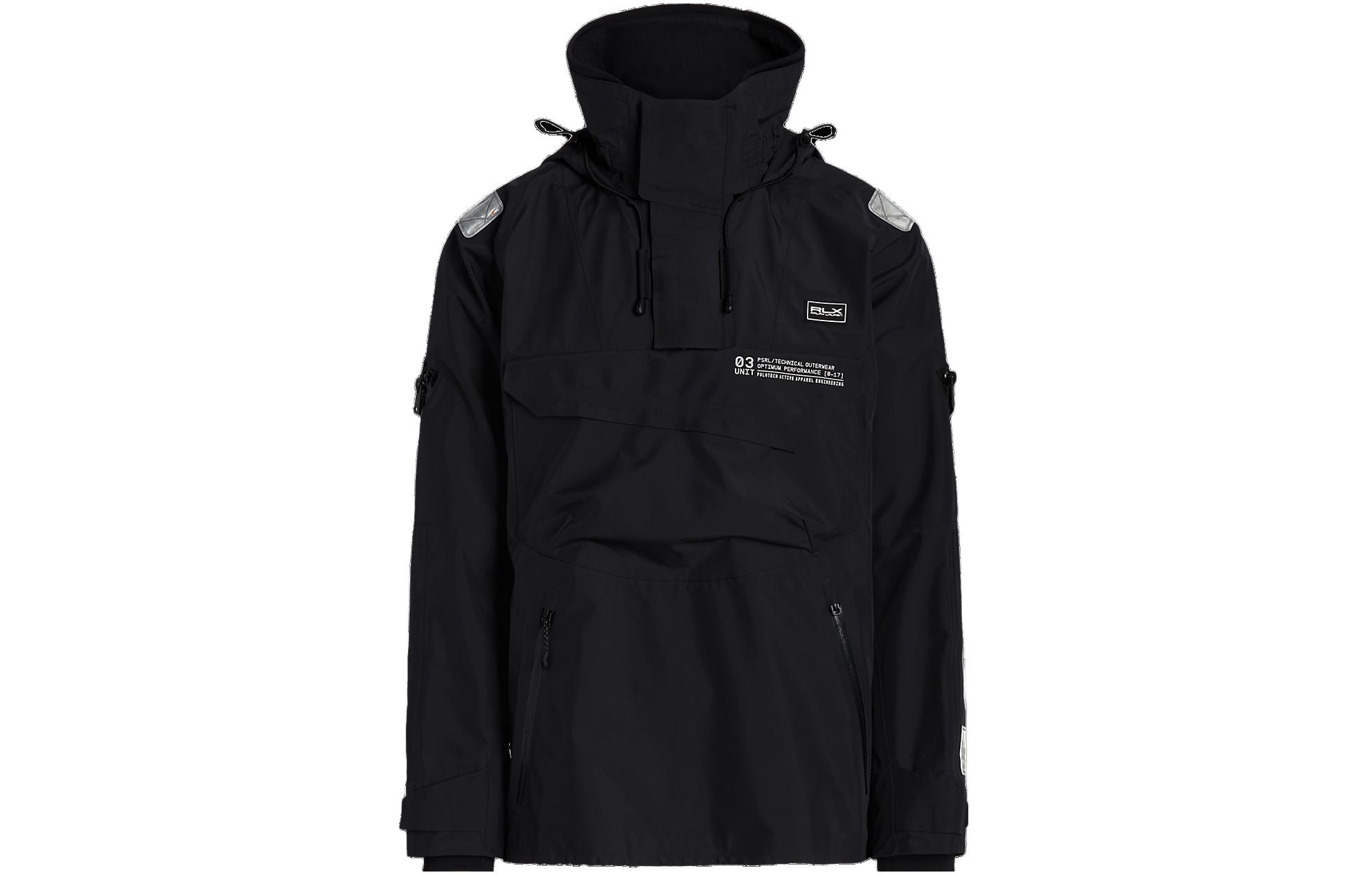 Ralph Lauren SS23 Letter Print Half-Zip Hooded Jacket Black MNRXOTW16020084-001