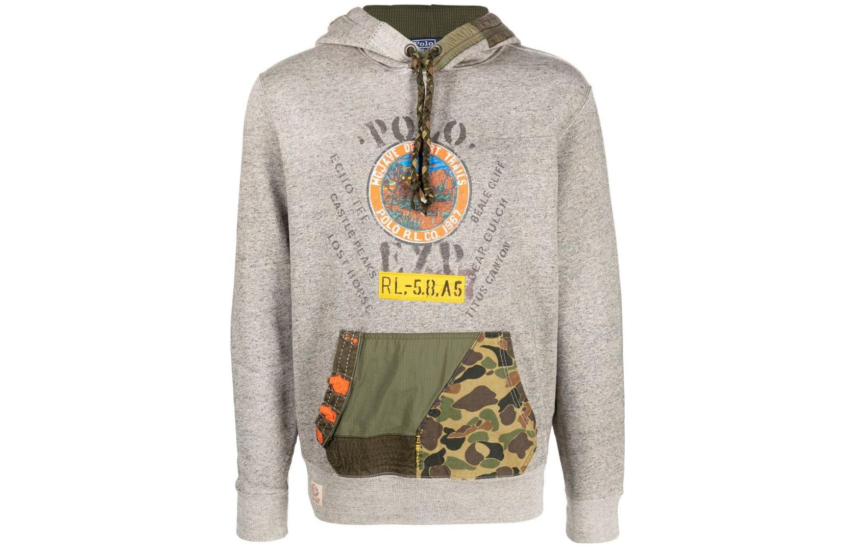 Ralph Lauren SS23 Letter Print Hoodie Pullover Grey 710890967-001