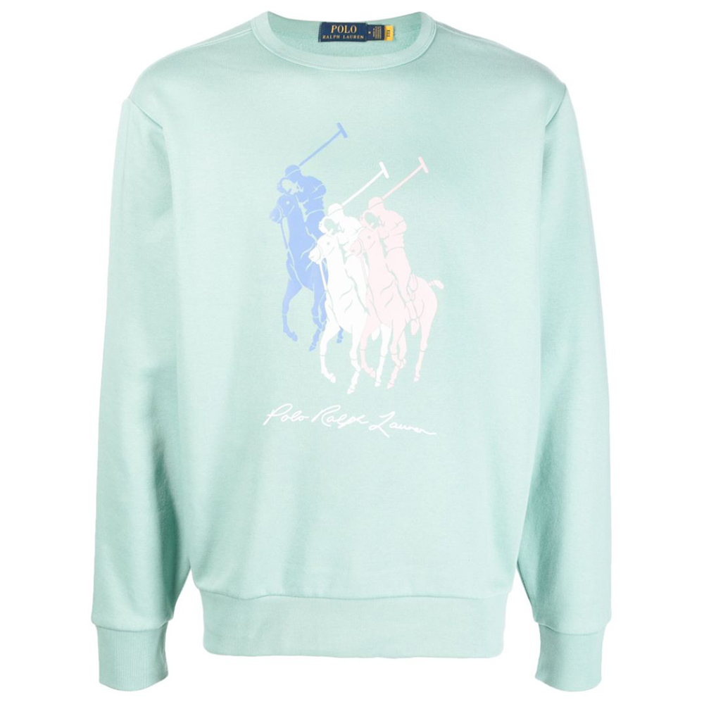 Ralph Lauren SS23 Light Green Logo Print Crewneck Sweatshirt 710909590-002
