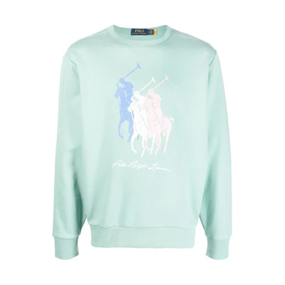 Ralph Lauren SS23 Light Green Logo Print Crewneck Sweatshirt 710909590-002