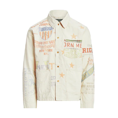 Ralph Lauren SS23 Logo Collared Long Sleeve Jacket - Off White MNPOOTW16021125-999