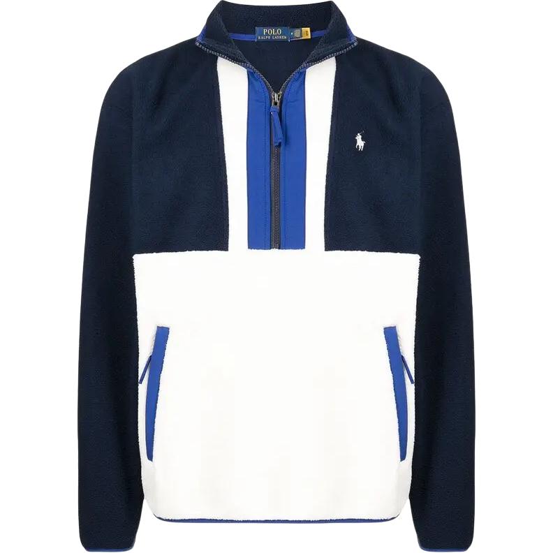 Ralph Lauren SS23 Logo Embroidered Colorblock Zip Sweatshirt Blue Mens 710853345-001