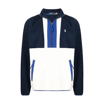 Ralph Lauren SS23 Logo Embroidered Colorblock Zip Sweatshirt Blue Mens 710853345-001