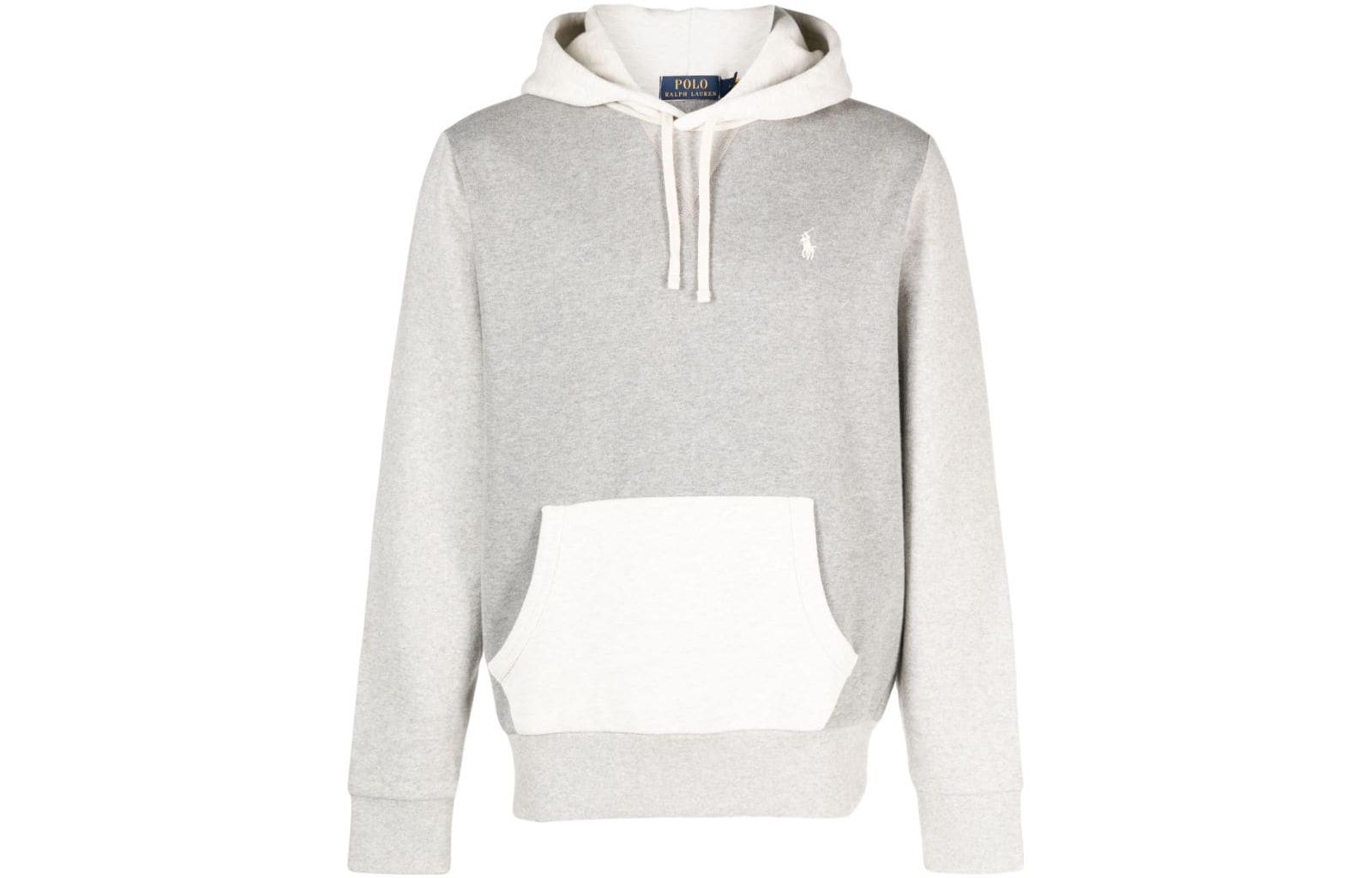 Ralph Lauren SS23 Logo Embroidered Drawstring Hoodie Grey 710877024-002