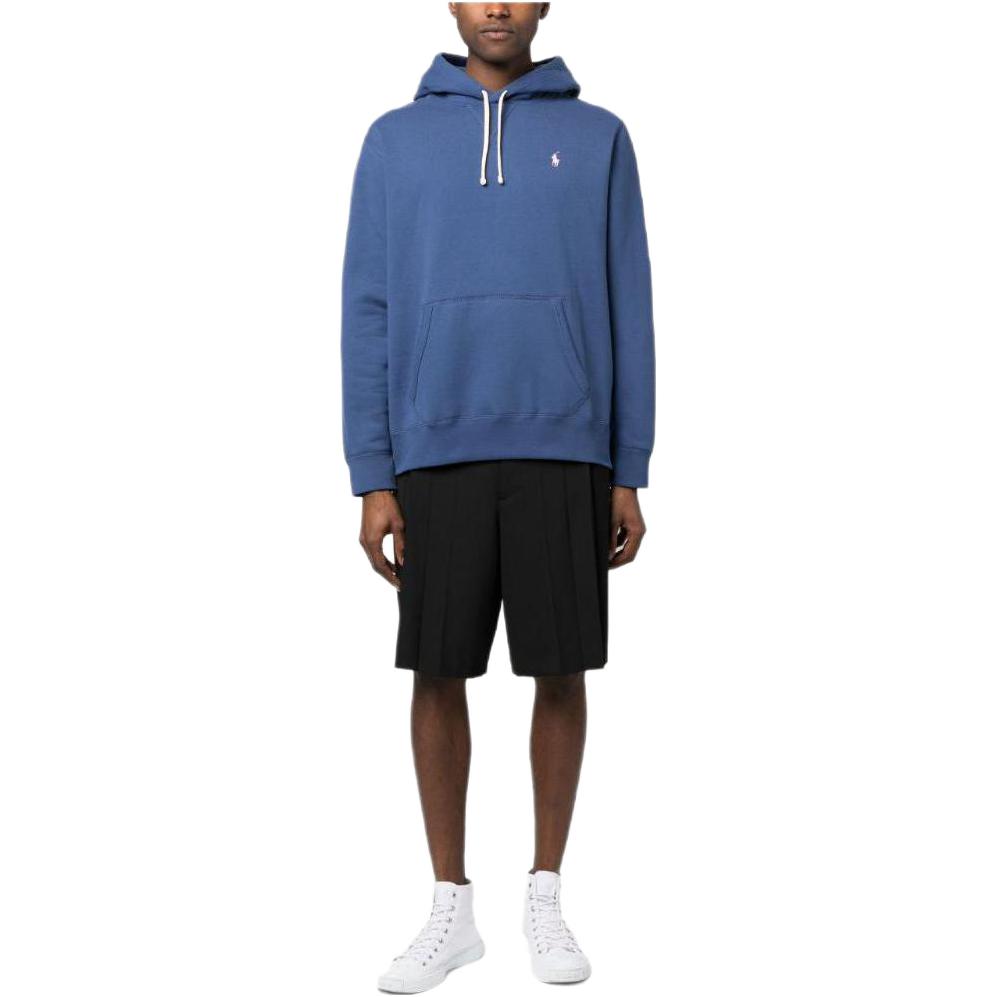 Ralph Lauren SS23 Logo Embroidered Drawstring Hoodie Blue - 710766778-075