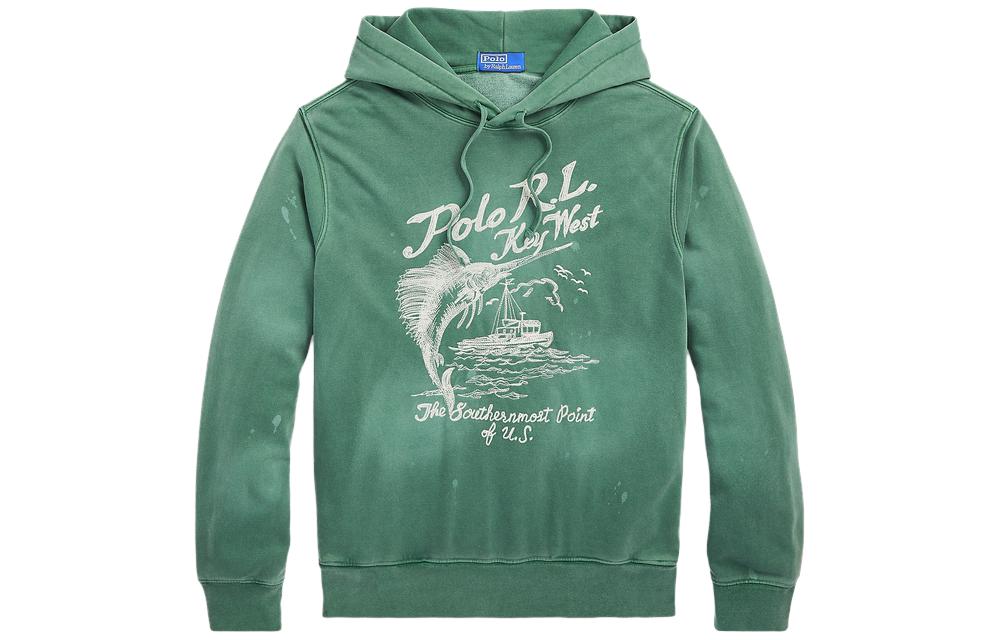 Ralph Lauren SS23 Logo Embroidered Print Green Hoodie Men’s Long Sleeve MNPOKNI16822920-300
