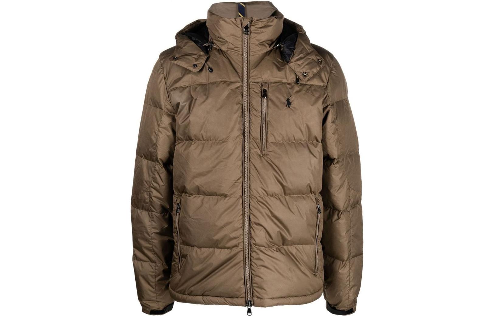 Ralph Lauren SS23 Logo Embroidered Quilted Puffer Hooded Jacket Brown 710810936-007