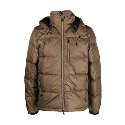 Ralph Lauren SS23 Logo Embroidered Quilted Puffer Hooded Jacket Brown 710810936-007
