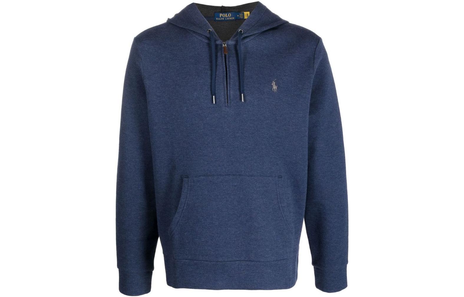 Ralph Lauren SS23 Logo Embroidered Zip Hoodie Navy Blue 710900841-001