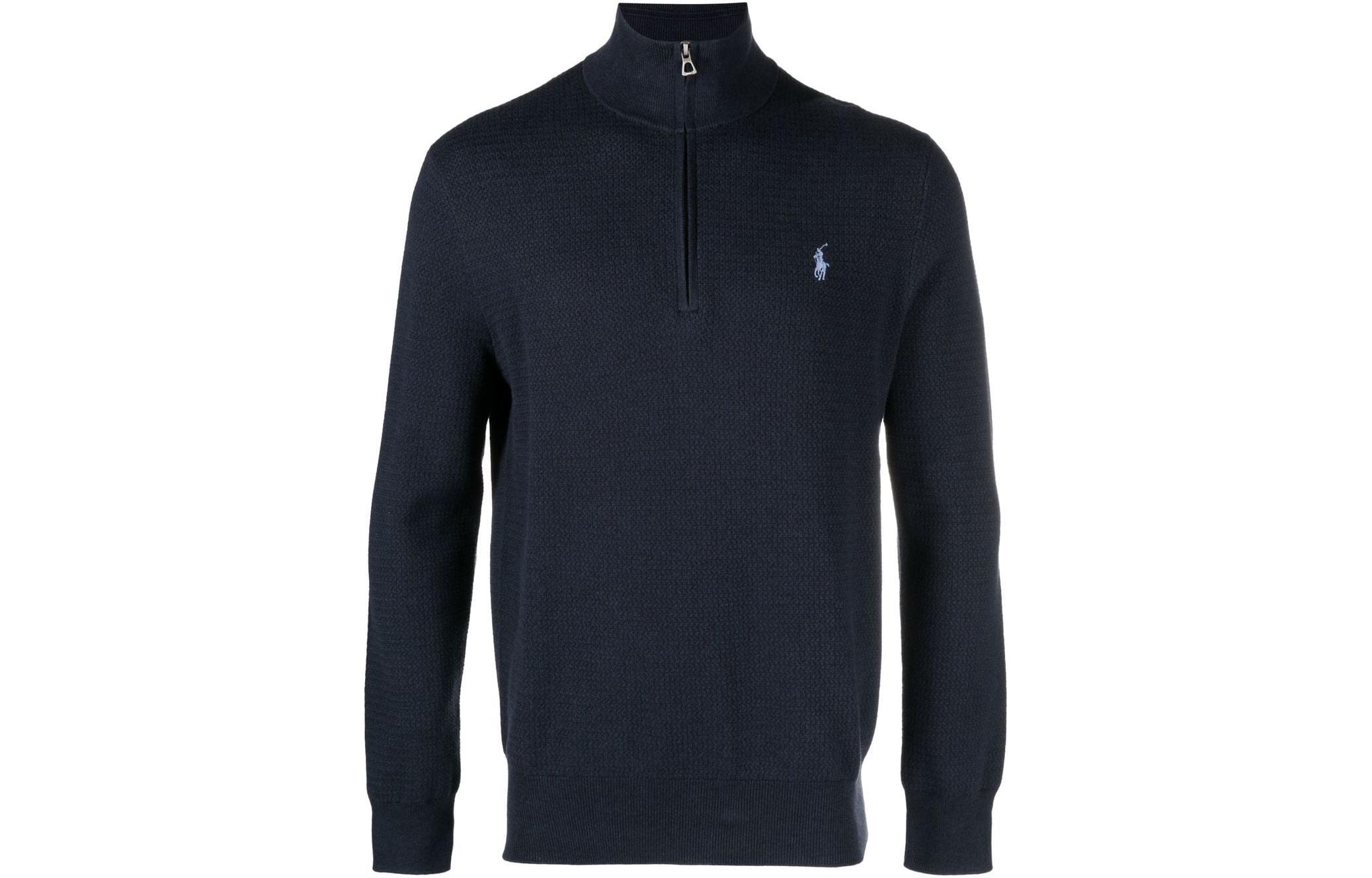 Ralph Lauren SS23 Logo Half-Zip Pullover Sweatshirt Navy Blue - 710890549-001
