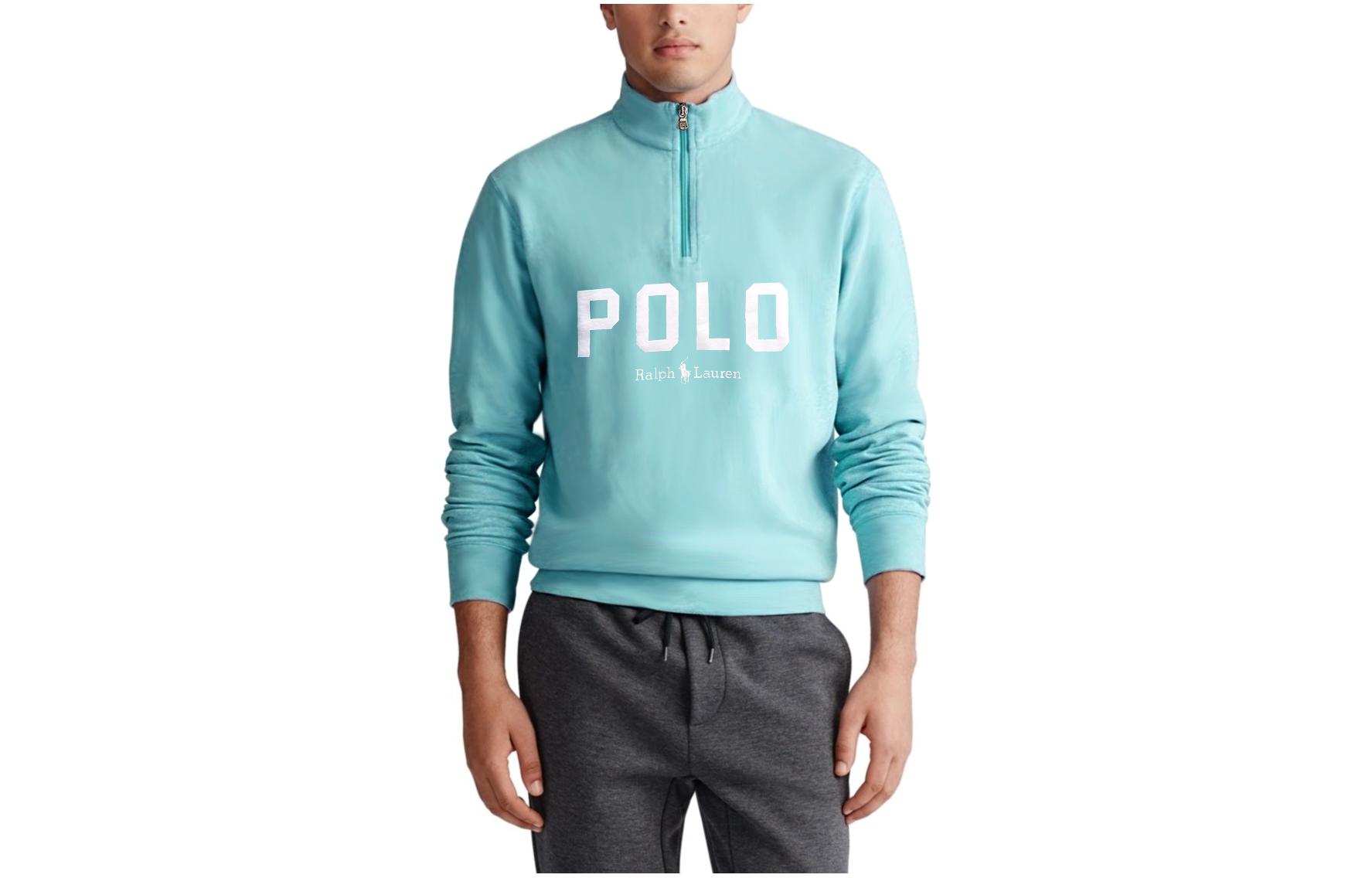 Ralph Lauren SS23 Logo Print Half-Zip Pullover Sweatshirt Blue 710843466-003