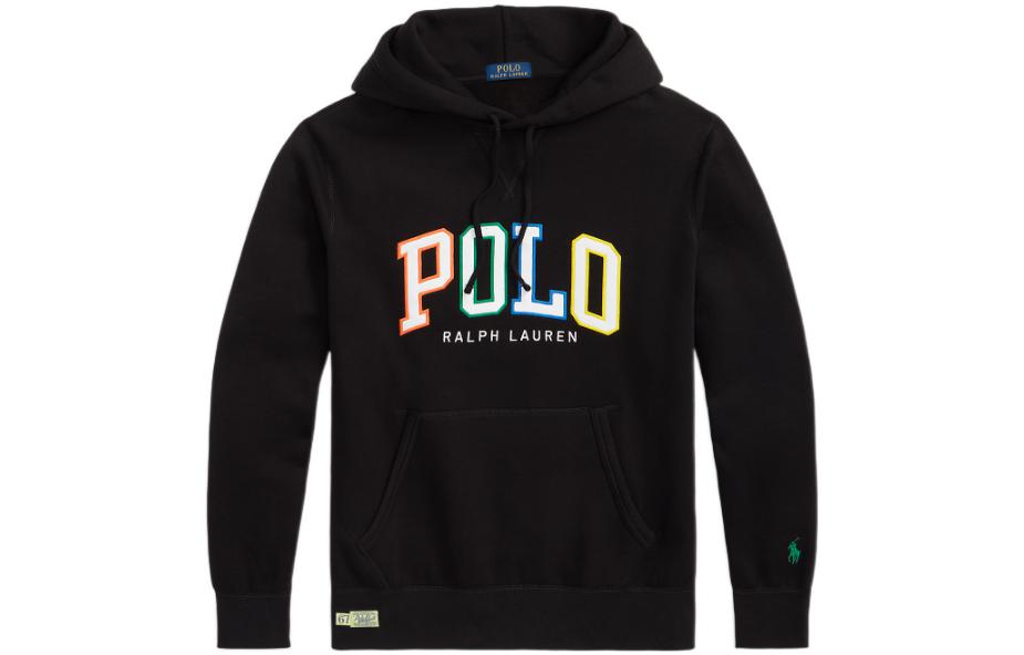 Ralph Lauren SS23 Logo Print Hoodie Black for Men MNPOKNI16822708-001