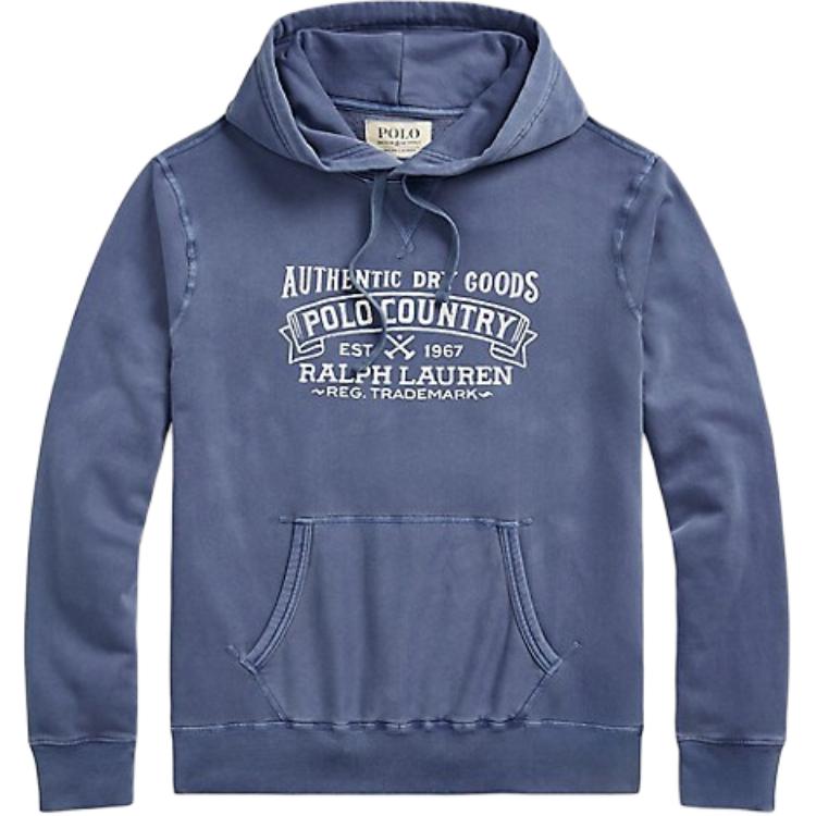 Ralph Lauren SS23 Logo Print Pullover Hoodie Blue Fashion 710877552-007