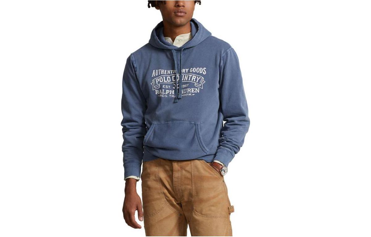 Ralph Lauren SS23 Logo Print Pullover Hoodie Blue Fashion 710877552-007 圖 2