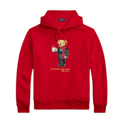 Ralph Lauren SS23 Lunar New Year Cartoon Bear Hoodie Red MNPOKNI16822714-600