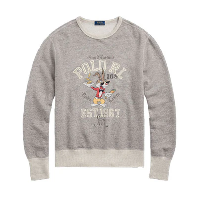 Ralph Lauren SS23 Lunar New Year Cartoon Print Crewneck Sweatshirt Grey Mens MNPOKNI16822604-020