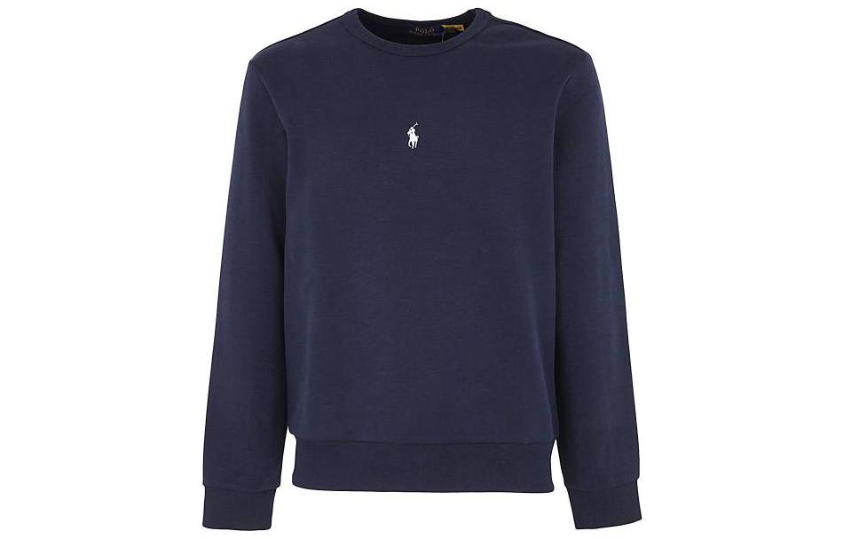 Ralph Lauren SS23 Navy Blue Crewneck Sweatshirt with Logo Embroidery 710881507005-005