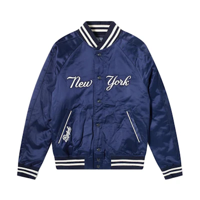 Ralph Lauren SS23 Navy Blue Embroidered Letter Baseball Collar Jacket Men’s 710810481-001