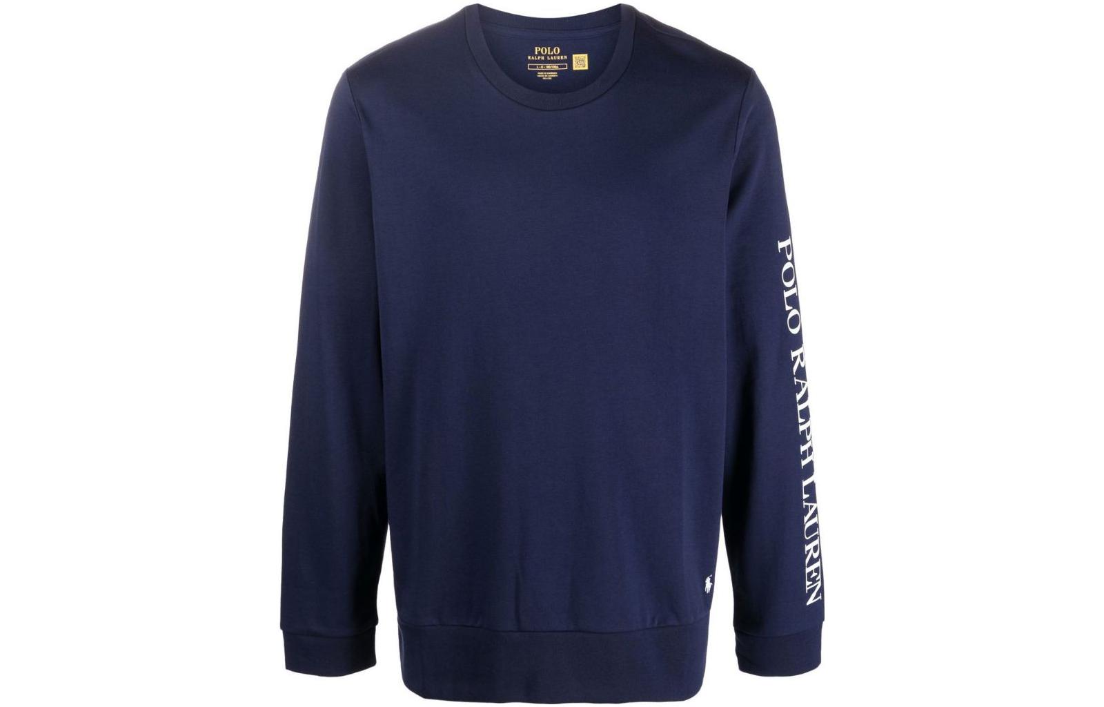 Ralph Lauren SS23 Navy Crewneck Pullover Sweatshirt with Logo Print for Men 714862618-004