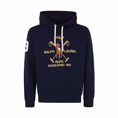 Ralph Lauren SS23 Navy Hoodie with Letter Logo Embroidery for Men 710900617-001