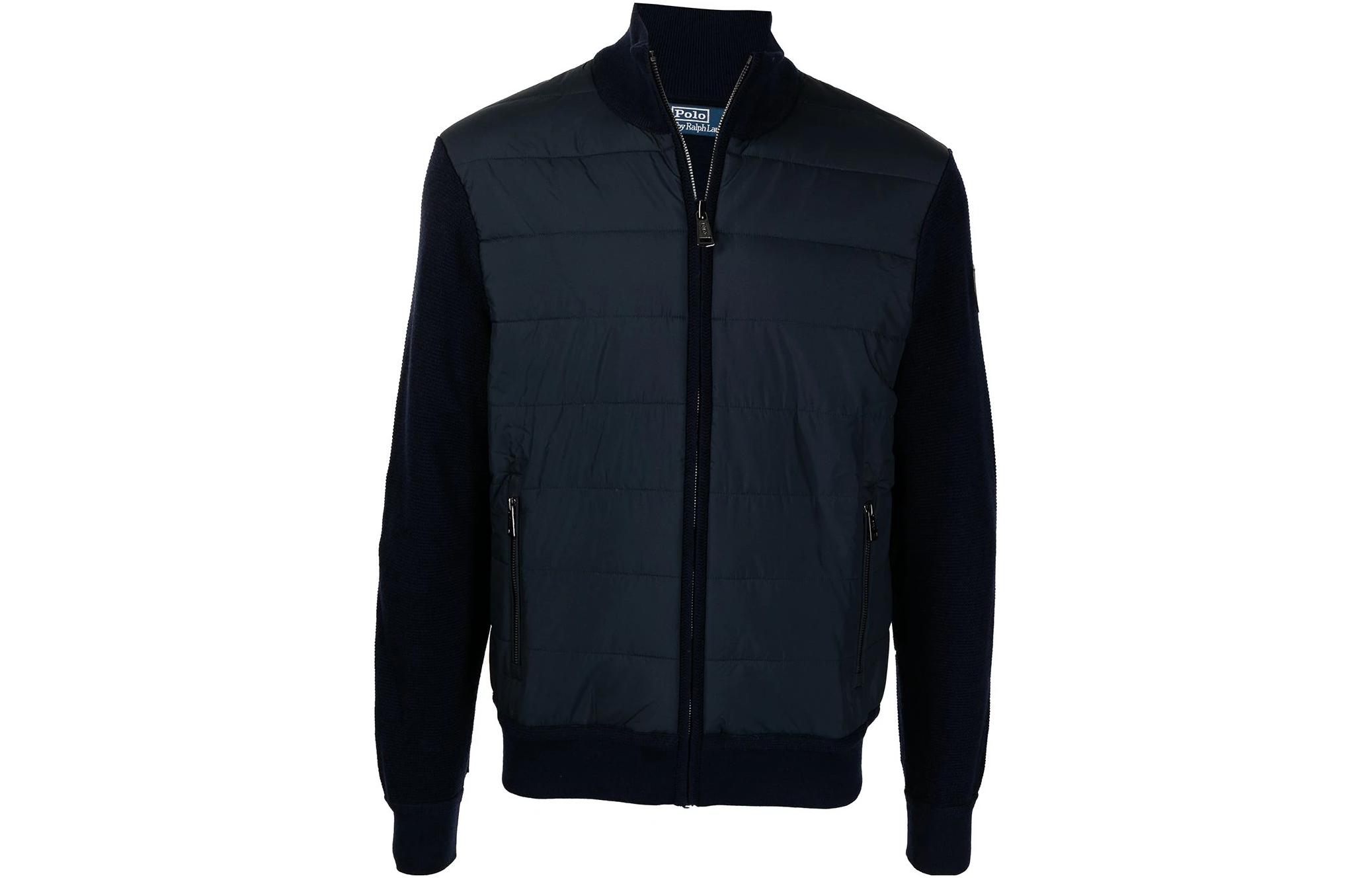 Ralph Lauren SS23 Navy Logo Patchwork Mock Neck Jacket 710850174-001