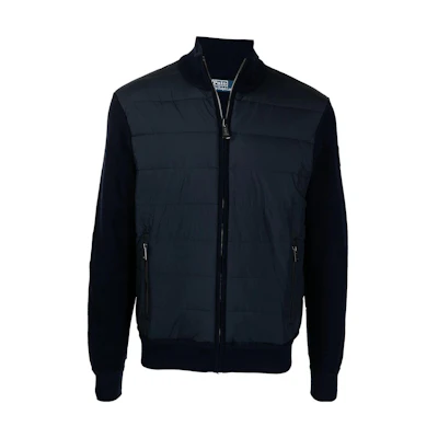 Ralph Lauren SS23 Navy Logo Patchwork Mock Neck Jacket 710850174-001