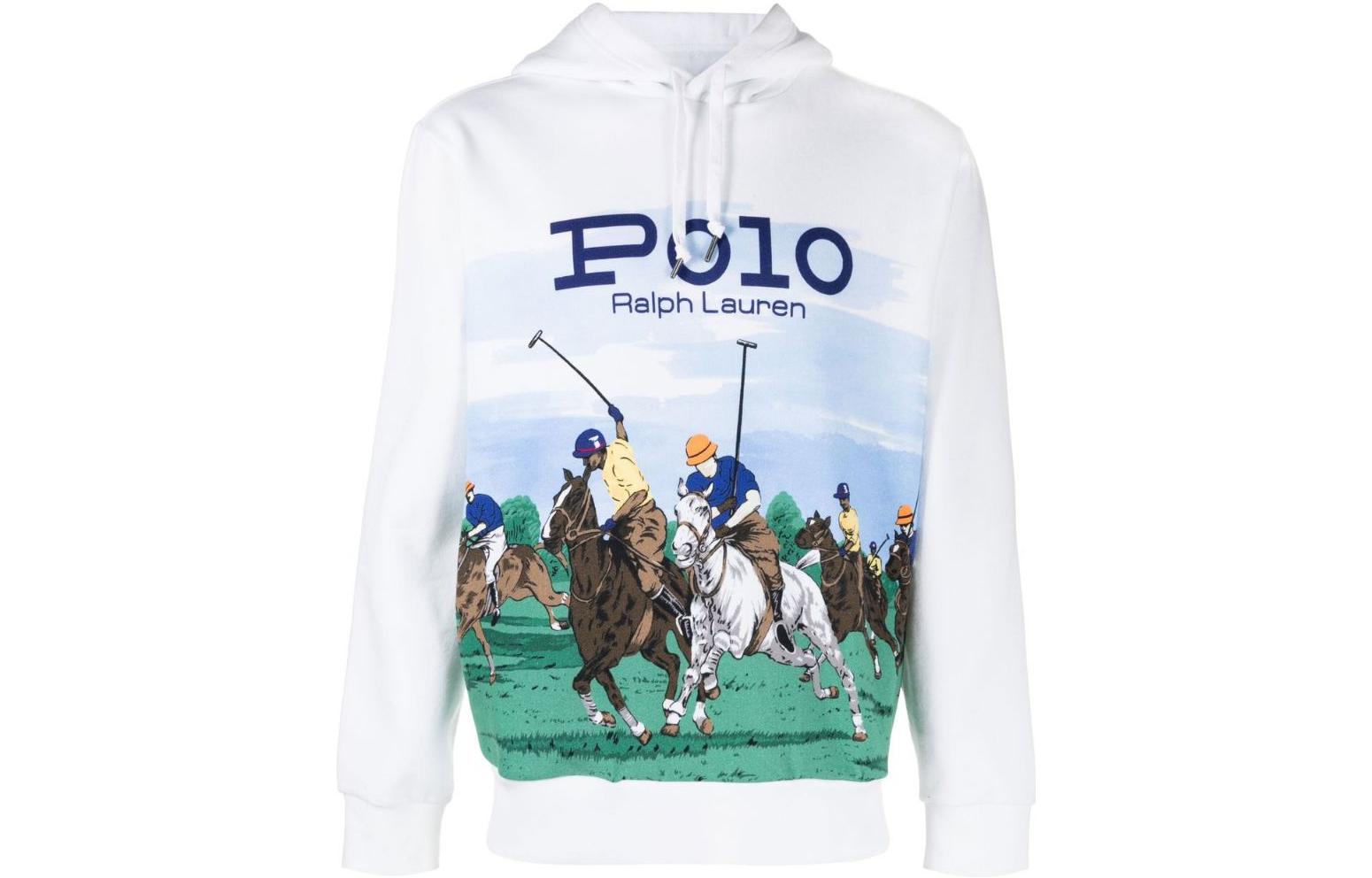Ralph Lauren SS23 Pattern Print Hoodie White 710900951-001