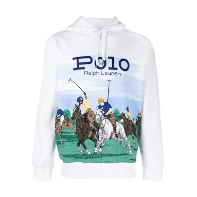 Ralph Lauren SS23 Pattern Print Hoodie White 710900951-001