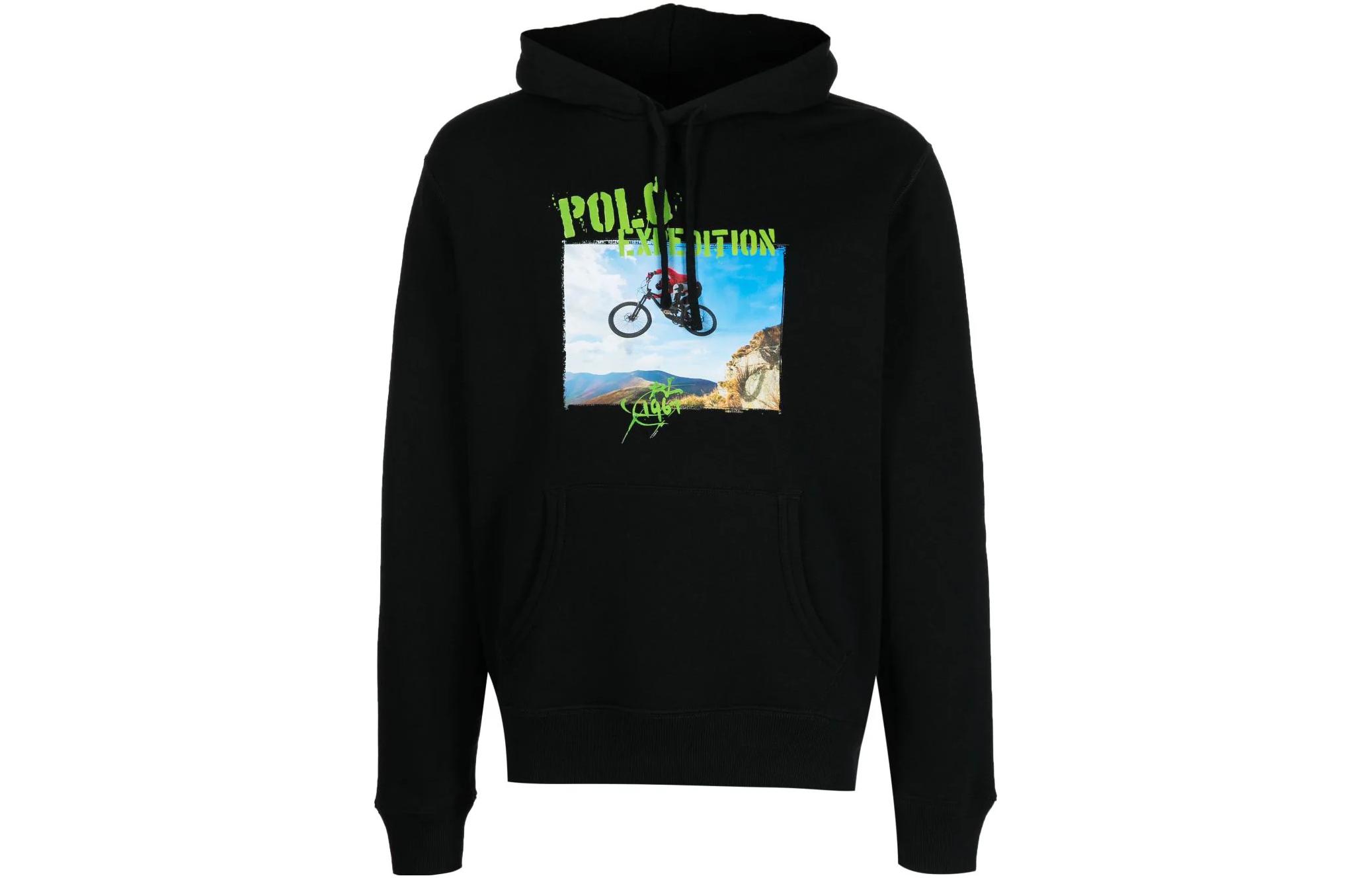 Ralph Lauren SS23 Photo Letter Logo Print Hoodie Black 710890953-001