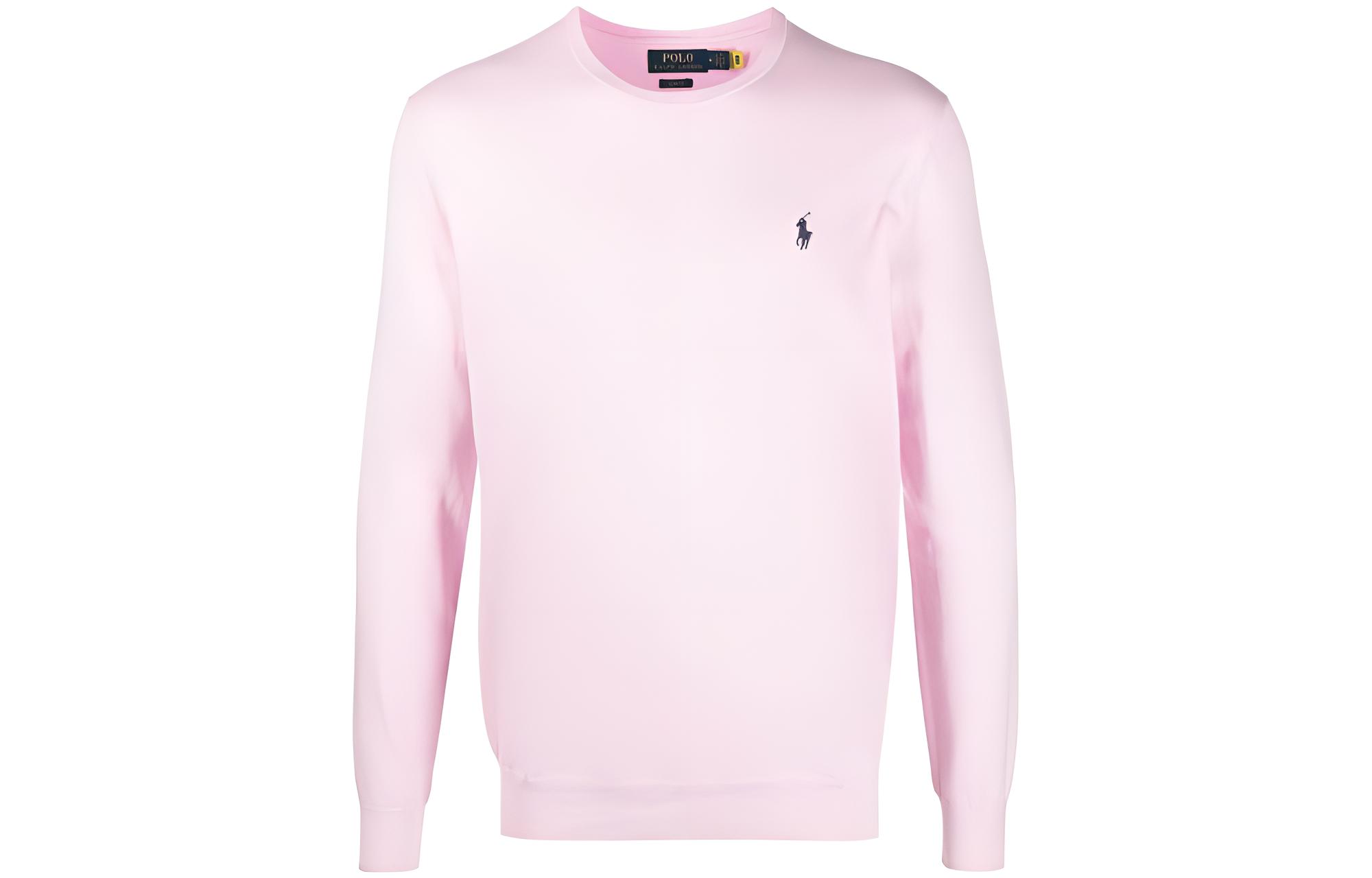 Ralph Lauren SS23 Pink Crewneck Sweatshirt with Logo Embroidery for Men 710890558-006